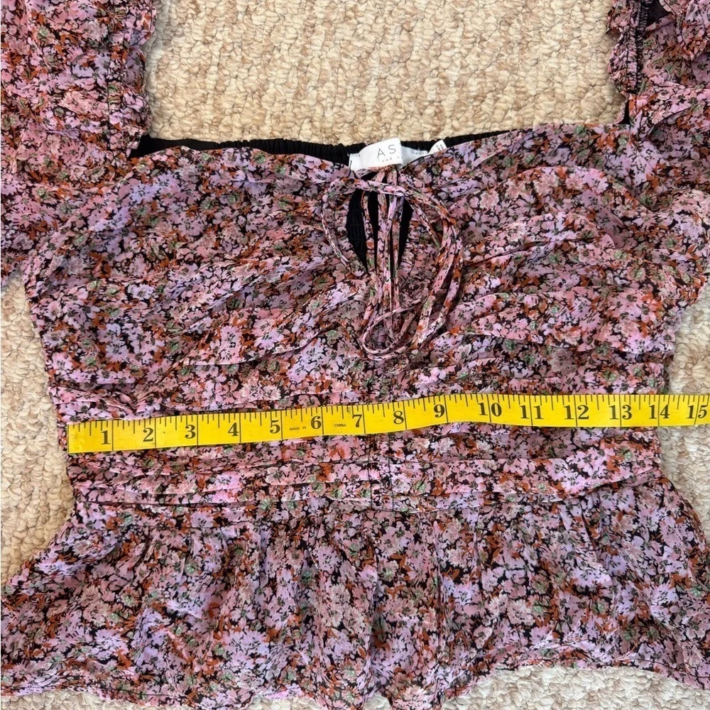 Astr Pink Puff Sleeve Smocked Blouse. C7